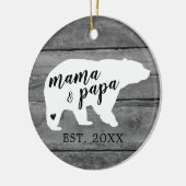 Rustic Wood Mama Papa Beer Heart Birth Keramisch Ornament (Links)