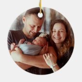 Rustic Wood Mama Papa Beer Heart Birth Keramisch Ornament (Achterkant)