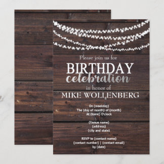Rustic Wood Mannelijke Verjaardag Uitnodigen Kaart