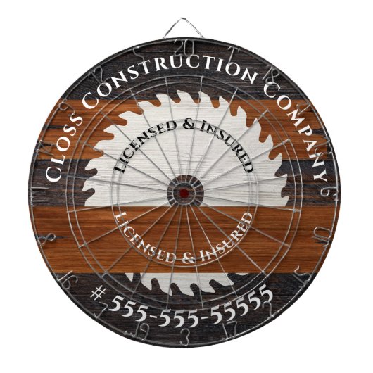 Rustic Wood Marketing Construction Carpenter Dartbord (Voorkant)