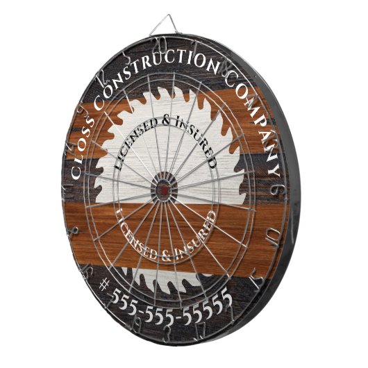 Rustic Wood Marketing Construction Carpenter Dartbord (Voorkant Rechts)