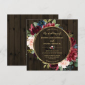 Rustic Wood Marsala Navy Gold Floral Bouquet (Voorkant / Achterkant)