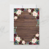 Rustic Wood Marsala Wedding Reception Details Kaart (Achterkant)