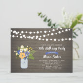 Rustic Wood & Mason Jar 50th Birthday Invitation Kaart (Staand voorkant)