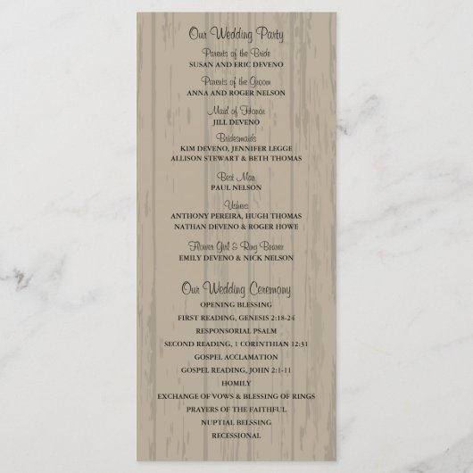 Rustic Wood Mason Jar and Daisies-programma Programmakaart (Achterkant)