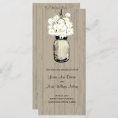 Rustic Wood Mason Jar and Daisies-programma Programmakaart (Voorkant / Achterkant)