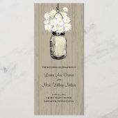 Rustic Wood Mason Jar and Daisies-programma Programmakaart (Voorkant)