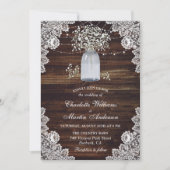 Rustic Wood Mason Jar Baby's Breath Wedding Kaart (Voorkant)