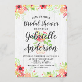 Rustic Wood & Mason Jar Bridal Shower Invitation Kaart