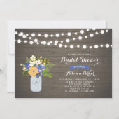 Rustic Wood & Mason Jar Bridal Shower Invitation Kaart (Voorkant)