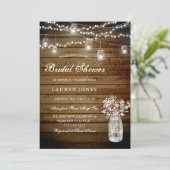 Rustic Wood Mason Jar Bruids Douche Uitnodiging (Staand voorkant)