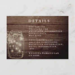 Rustic Wood Mason Jar Country Reception Informatiekaartje