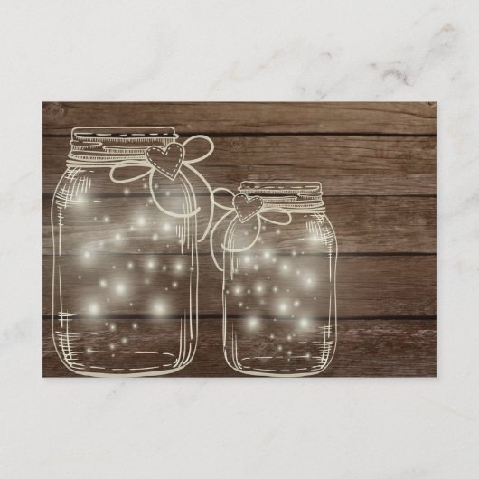 Rustic Wood Mason Jar Country Reception Informatiekaartje (Achterkant)