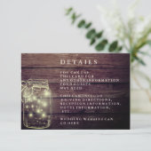 Rustic Wood Mason Jar Country Reception Informatiekaartje (Staand voorkant)