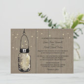 Rustic Wood Mason Jar Fireflies Kaart (Staand voorkant)