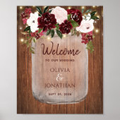 Rustic Wood Mason Jar Floral Fall Weddenschap Welk Poster (Voorkant)