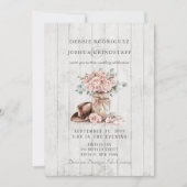 Rustic Wood Mason Jar Floral Wedding Invitation  Kaart (Voorkant)