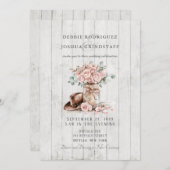 Rustic Wood Mason Jar Floral Wedding Invitation  Kaart (Voorkant / Achterkant)