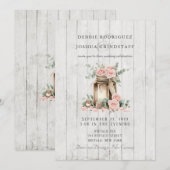 Rustic Wood Mason Jar Floral Wedding Invitation  Kaart (Voorkant / Achterkant)