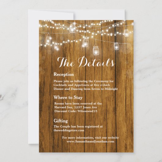 Rustic Wood Mason Jar Hanging Lights - Kaart (Voorkant)