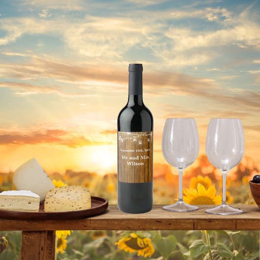 Rustic Wood Mason Jar Hanging Lights Wedding Wijn Etiket