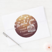 Rustic Wood Mason Jar Lamp Wedding Favor Ronde Sticker (Envelop)
