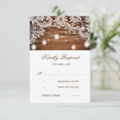 Rustic Wood Mason Jar Lights Lace Wedding RSVP (Staand voorkant)