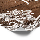 Rustic Wood Mason Jar Lights Lace Wedding Sign Poster (Hoek)