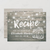 Rustic Wood Mason Jar Lights Vrijgezellenfeest Rec Uitnodiging Briefkaart (Voorkant / Achterkant)