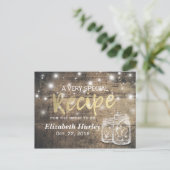 Rustic Wood Mason Jar Lights Vrijgezellenfeest Rec Uitnodiging Briefkaart (Staand voorkant)