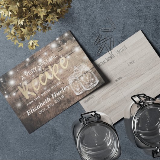 Rustic Wood Mason Jar Lights Vrijgezellenfeest Rec Uitnodiging Briefkaart