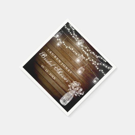 Rustic Wood Mason Jar Lights Vrijgezellenfeest ser Servet (Hoek)