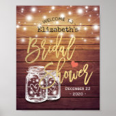 Rustic Wood Mason Jar Lights Vrijgezellenfeest Wel Poster (Voorkant)