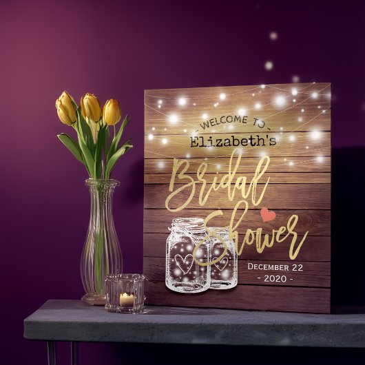 Rustic Wood Mason Jar Lights Vrijgezellenfeest Wel Poster