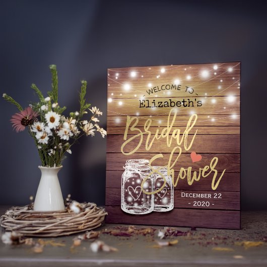 Rustic Wood Mason Jar Lights Vrijgezellenfeest Wel Poster