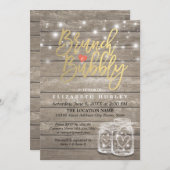 Rustic Wood Mason Jar String Light Brunch & Bubble Kaart (Voorkant / Achterkant)