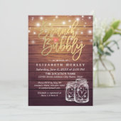 Rustic Wood Mason Jar String Light Brunch & Bubble Kaart (Staand voorkant)