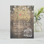 Rustic Wood Mason Jar String Light Brunch & Bubble Kaart (Staand voorkant)