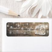 Rustic Wood Mason Jar String Light Wedding Address Etiket (Insitu)