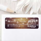 Rustic Wood Mason Jar String Light Wedding Address Etiket (Insitu)