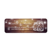 Rustic Wood Mason Jar String Light Wedding Address Etiket (Voorkant)