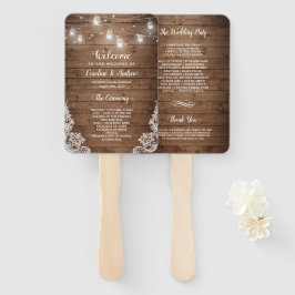 Rustic Wood Mason Jar String Light Wedding Program Handwaaier