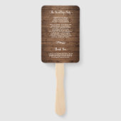 Rustic Wood Mason Jar String Light Wedding Program Handwaaier (Achterkant)