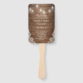 Rustic Wood Mason Jar String Light Wedding Program Handwaaier