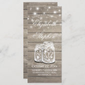 Rustic Wood Mason Jar String Light Wedding Program Programmakaart (Voorkant / Achterkant)