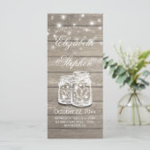 Rustic Wood Mason Jar String Light Wedding Program Programmakaart (Staand voorkant)