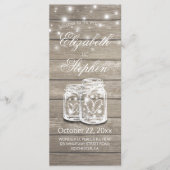 Rustic Wood Mason Jar String Light Wedding Program Programmakaart (Voorkant)