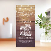 Rustic Wood Mason Jar String Light Wedding Program Programmakaart
