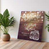 Rustic Wood Mason Jar String Light Weduwen Welkom Poster