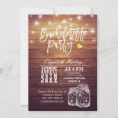 Rustic Wood & Mason Jar String Lights Bachelorette Kaart (Voorkant)